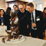 Colazione al Museo 2020, il taglio della torta con il Sindaco di Cortona Luciano Meoni ed il presidente di Terretrusche Vittorio Camorri